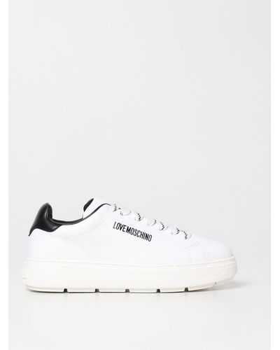 Love Moschino Sneakers In Smooth Leather - Natural