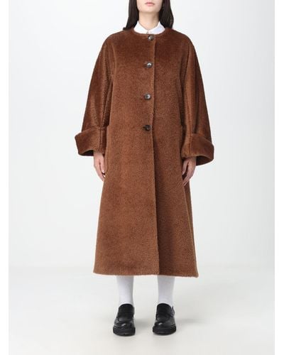 Max Mara Coat In Wool Fur - Brown