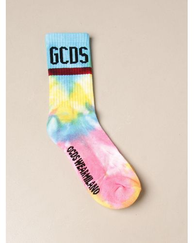 Gcds Socks In Tie Dye Cotton With Logo - Pink