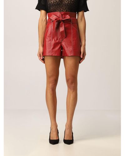 Twin Set Twin-set Shorts In Synthetic Leather - Red