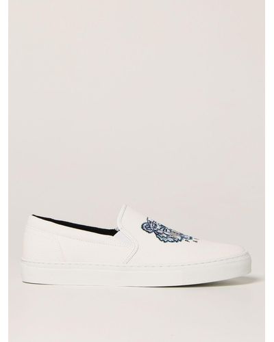 KENZO Canvas Trainers With Tiger Logo - White