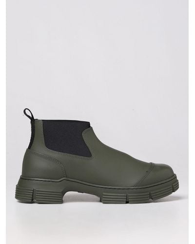 Ganni Flat Ankle Boots - Green