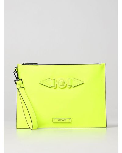 Versace Clutch In Rubberized Fabric - Yellow