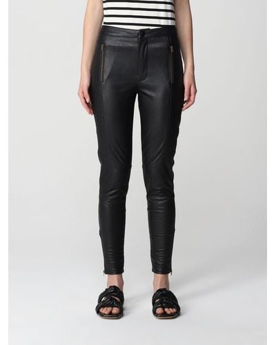 Twin Set Trousers In Synthetic Leather - Black
