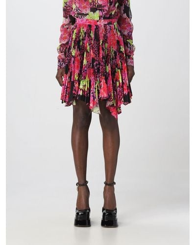 Versace Orchid Skirt In Pleated Fabric - Red