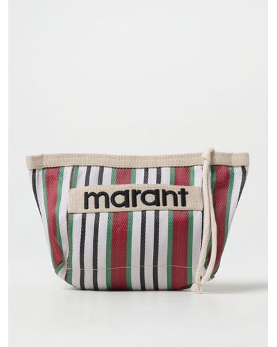 Isabel Marant Pochette Powden in canvas a righe - Bianco
