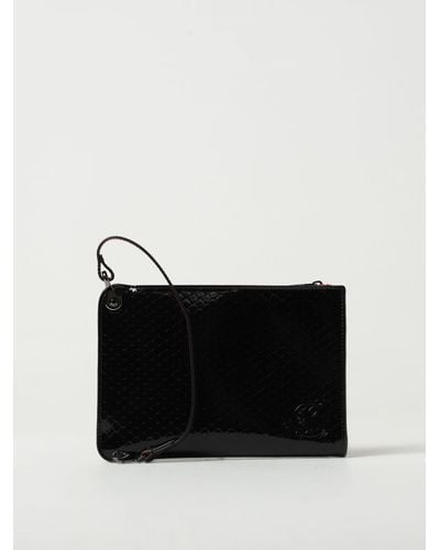 Christian Louboutin Pouch In Python Print Leather - Black