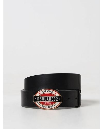 DSquared² Cintura D2 Canadian Brothers in pelle - Nero