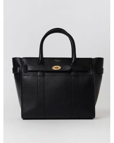 Mulberry Bayswater Bag In Grained Leather With Shoulder Strap - Black