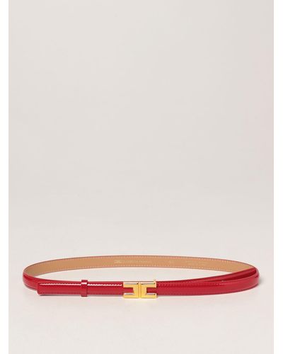 Elisabetta Franchi Belt In Synthetic Patent Leather - Red