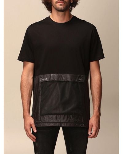 Les Hommes Bi-material T-shirt - Black