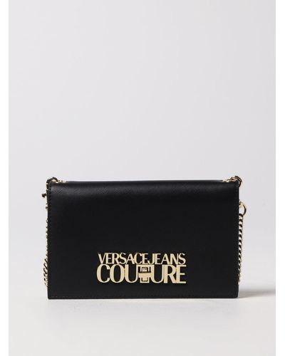 Versace Wallet Bag In Saffiano Synthetic Leather - Black