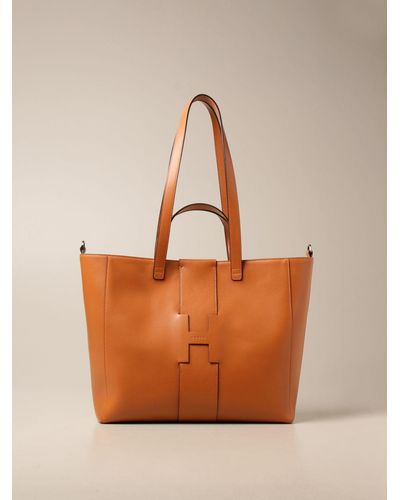 Hogan Handbag In Smooth Leather - Orange