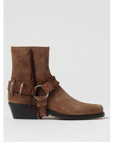 Buttero Flat Ankle Boots - Brown