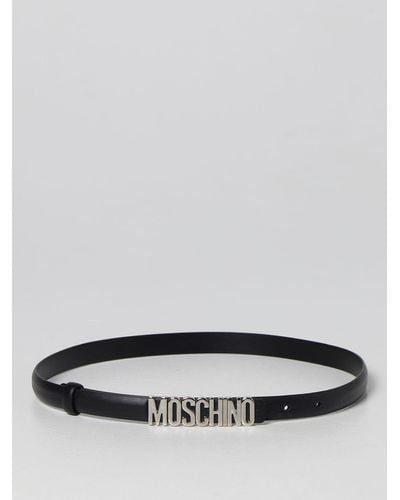 Moschino Smooth Leather Belt - Grey