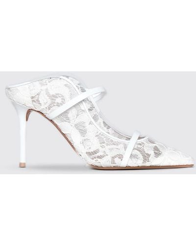 Malone Souliers Mules Maureen in pizzo - Bianco