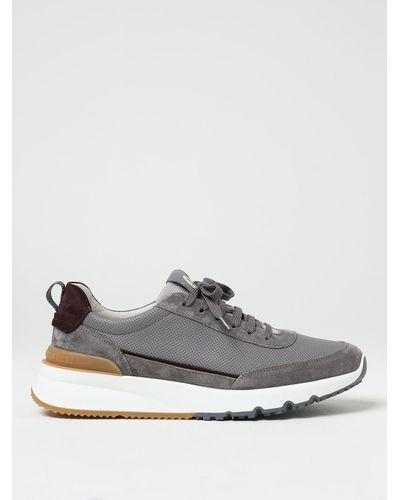 Brunello Cucinelli Trainers In Perforated Leather - Grey