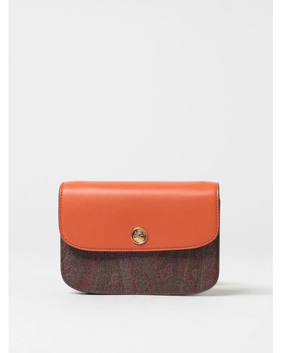 Etro Pouch In Leather With Metal Logo in Orange