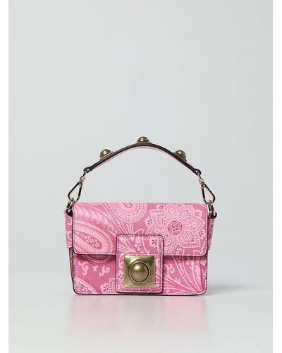 Etro Crown Printed Leather Bag - Pink