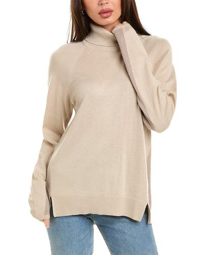 Splendid Colorblocked Turtleneck Wool-blend Sweater - Natural