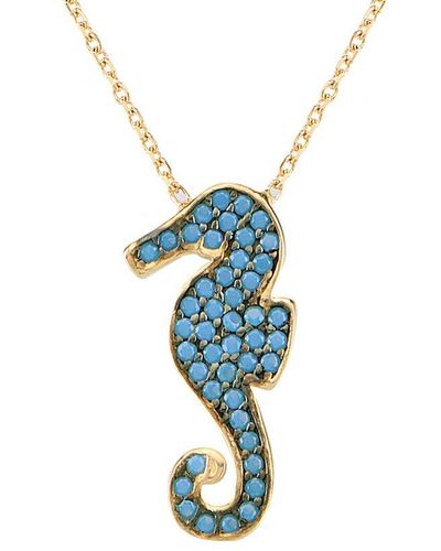 Gabi Rielle Love Is Declared 14k Over Silver Crystal Seahorse Necklace - Blue