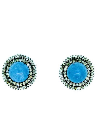 Arthur Marder Fine Jewelry 1.25 Ct. Tw. Diamond & Aquamarine Earrings - Blue