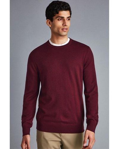 Charles Tyrwhitt Merino Wool Crew Neck Sweater - Red