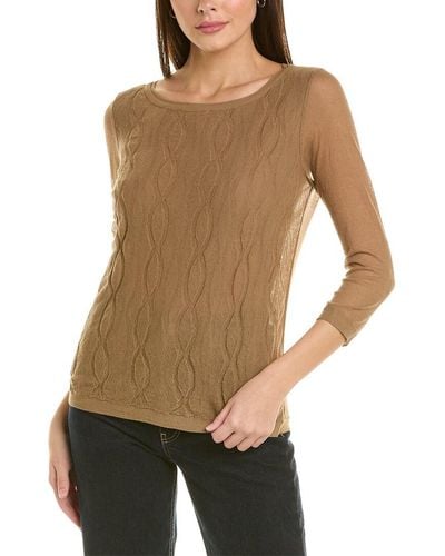 Lafayette 148 New York Double Layer Cable Sweater - Brown