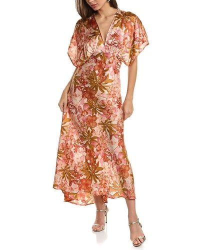 Dress Forum Autumn Lily Satin Blouson Maxi Dress - Orange