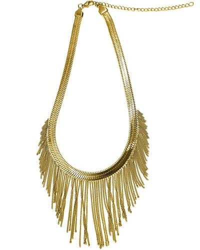 Adornia 14k Plated Water-resistant Fringe Herringbone Chain Necklace - Metallic