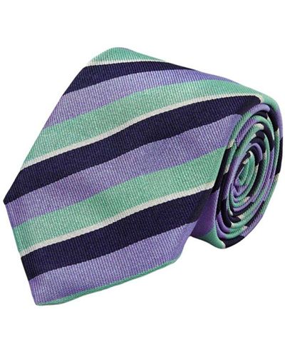 Charles Tyrwhitt Reppe Stripe English Luxury Silk Tie - Blue