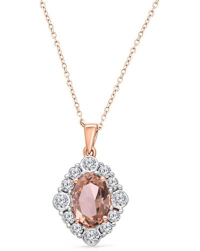 Kallati 14k Rose Gold 1.25 Ct. Tw. Diamond & Morganite Pendant Necklace - Pink