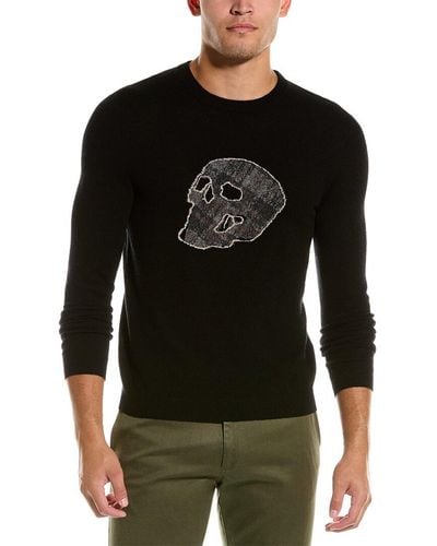 Autumn Cashmere Plaid Skull Jacquard Wool & Cashmere-blend Cashmere Sweater - Black
