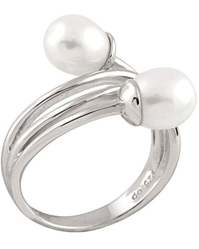 Splendid Silver 6.5-7mm Freshwater Pearl Ring - White