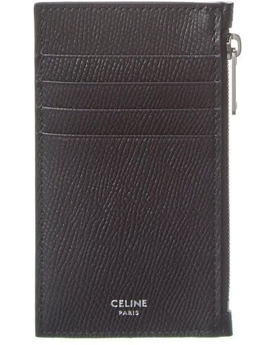Celine Zipped Compact Leather Card Holder - Grey