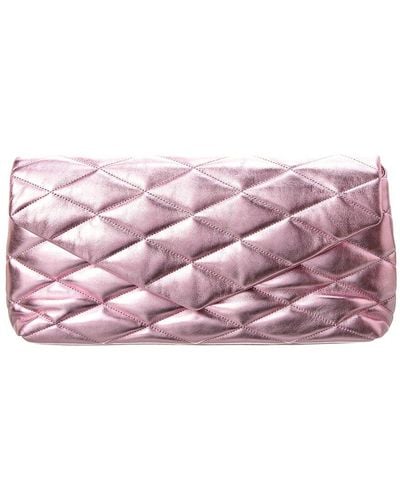 Saint Laurent Sade Puffer Envelope Leather Clutch - Pink