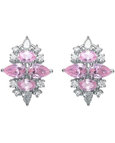 Genevive Jewelry Silver Cz Drop Earrings - Pink