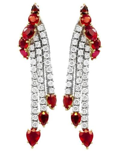 Diana M. Jewels Fine Jewelry 18k 22.40 Ct. Tw. Diamond & Ruby Earrings - Red