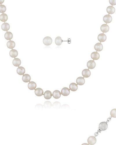Splendid Silver Pearl 2pc Jewelry Set - White
