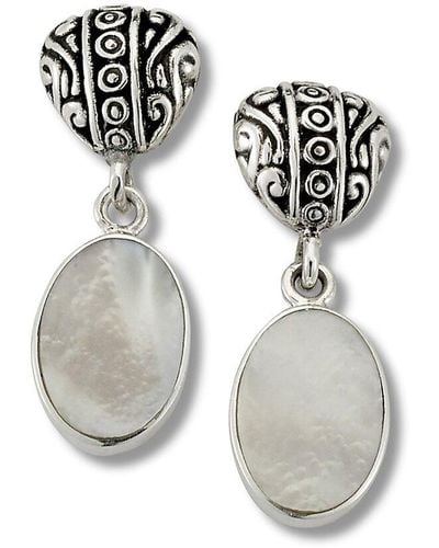Samuel B. Silver Pearl Filigree Earrings - White