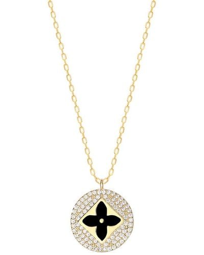 Gabi Rielle 14k Over Silver Cz Clover Pendant Necklace - Metallic
