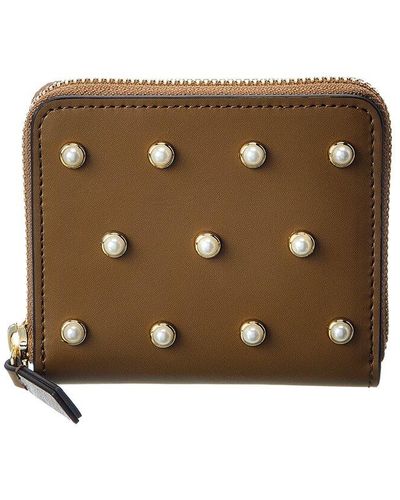 Zac Posen Eartha Pearl Zipped Small Leather Wallet - Brown