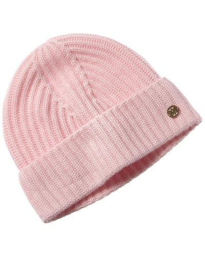 Bruno Magli Fashioned Rib Cashmere Hat - Pink
