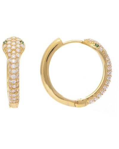 Rivka Friedman 18k Plated Cz & Crystal Snake Earrings - Metallic