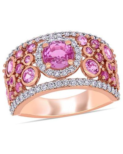 Rina Limor 14k Rose Gold 3.12 Ct. Tw. Diamond & Pink Sapphire Ring