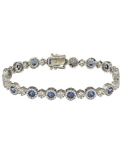 Suzy Levian 18k & Silver 7.26 Ct. Tw. Sapphire Tennis Bracelet - White
