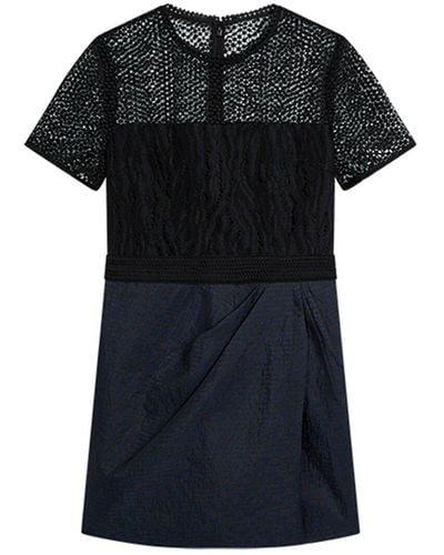 Reiss Freida Mix Lace Fitted Mini Dress - Black