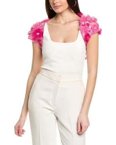 Carolina Herrera Embellished Silk Shrug - White