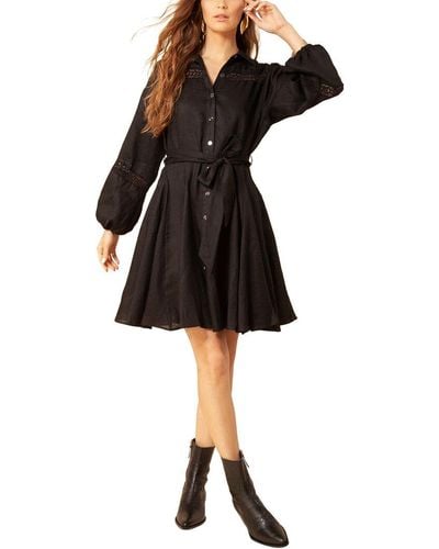 Hale Bob Belted Linen Mini Dress - Black