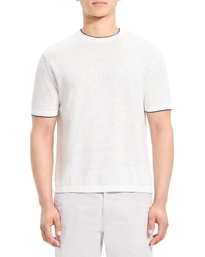 Theory Kolben Linen-blend T-shirt - White